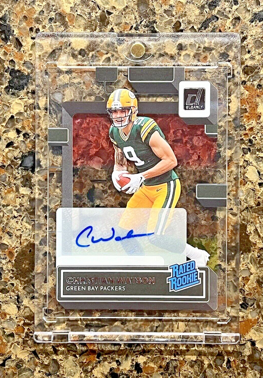Christian Watson RC 2022 Panini Clearly Donruss RATED ROOKIE Autograph Gem Mint